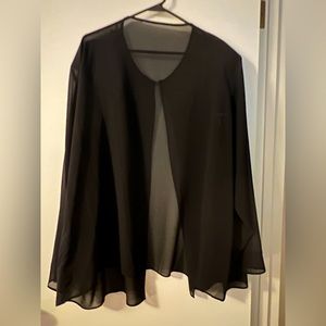 Black over blouse, rhinestone clasp, black beading